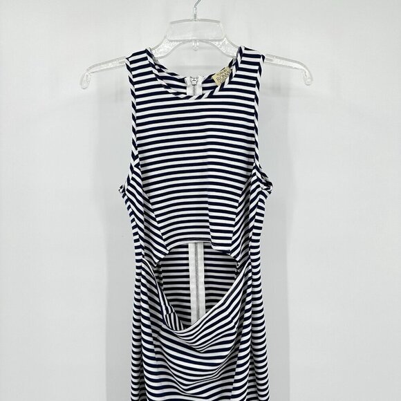 TORN BY RONNY KOBO YONAL DRESS nautical stripe cutout bodycon blue white L - Picture 6 of 9